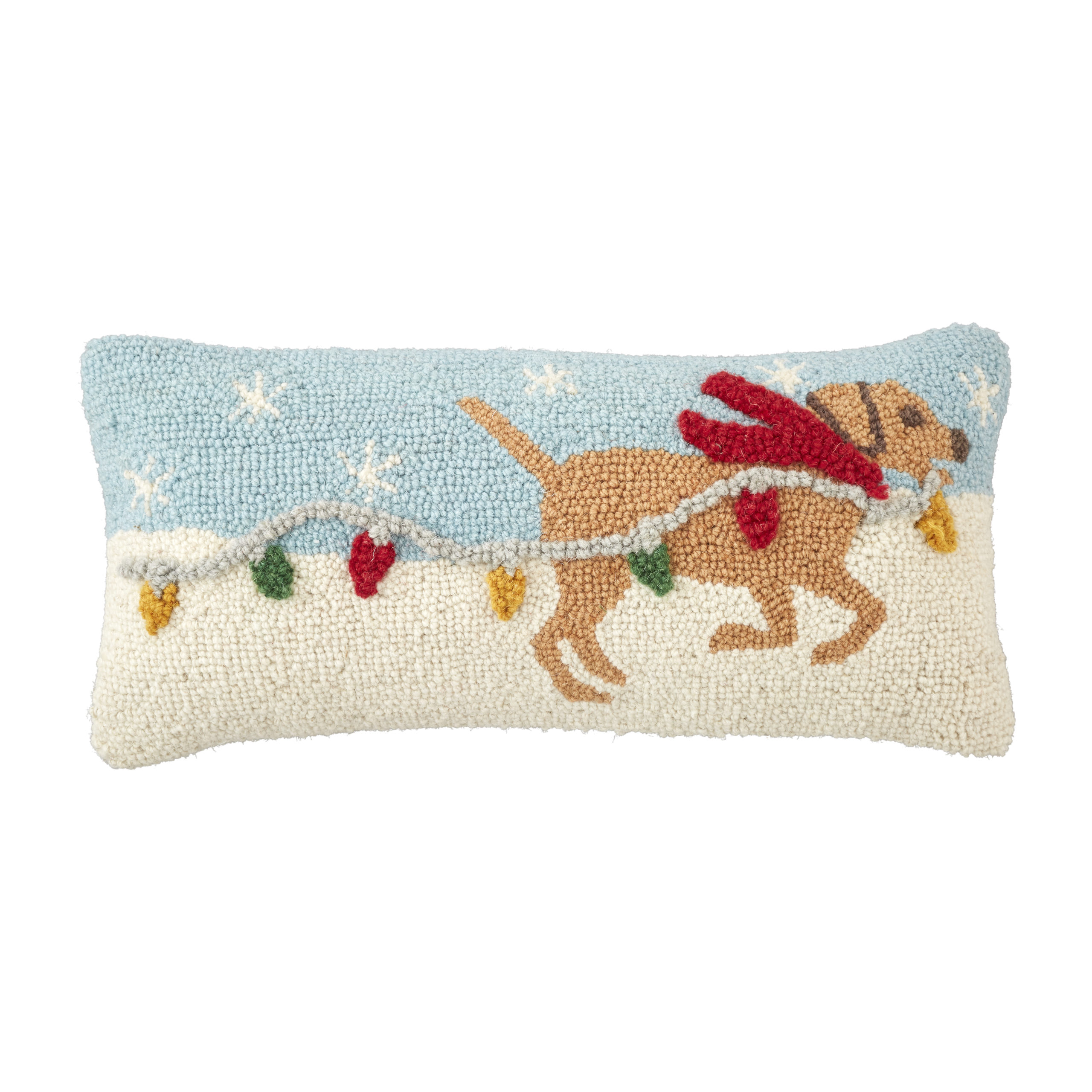 Dog with Lights Hooked Pillow