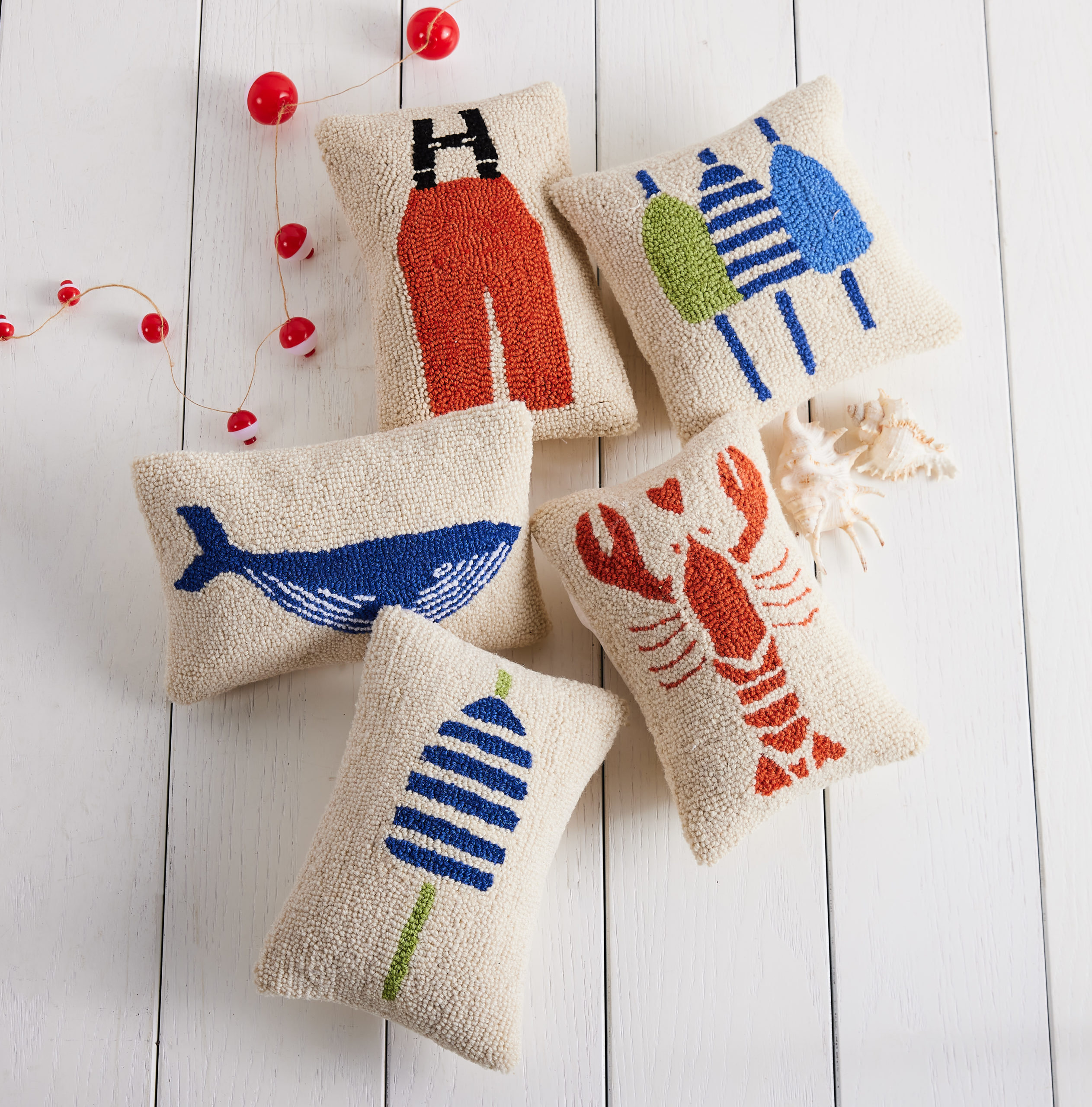 Coastal Living Hook Pillows by designer Kate Nelligan