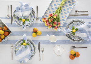 Cabana Stripe - Sky Blue table linens by Table + Dine for Solino