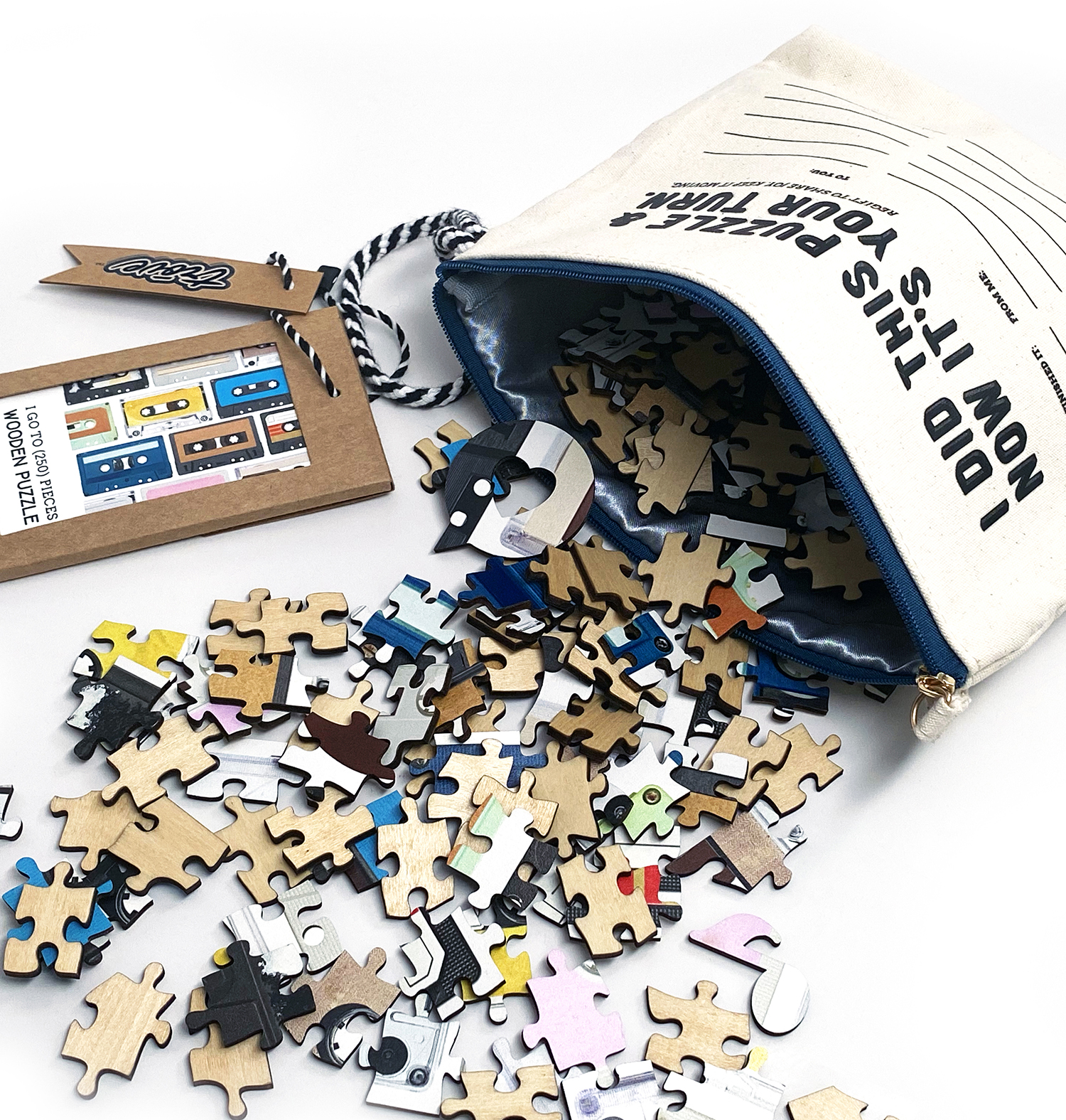 Wooden Puzzle Mix Tapes in Pass-It-On Pouch