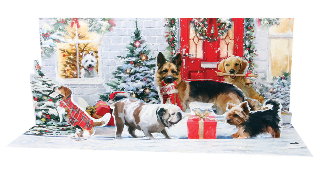 Up With Paper's Holiday Dogs Pop-up Greeting Card