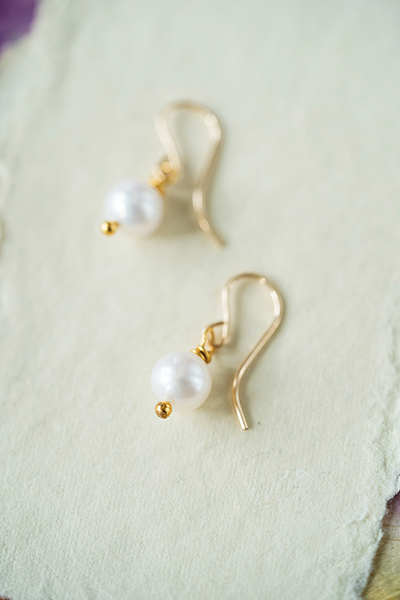 White Pearl Earrings 
															/ Bella Vita Jewelry							