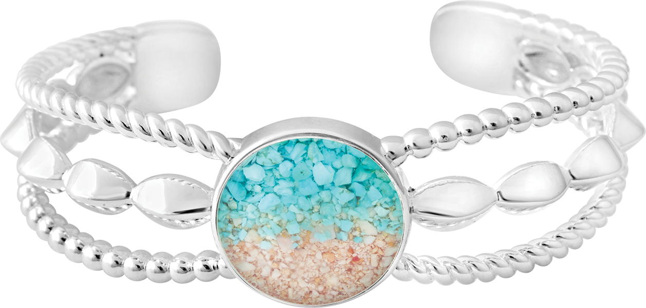 Boho Cuff Bracelet with Turquoise Gradient