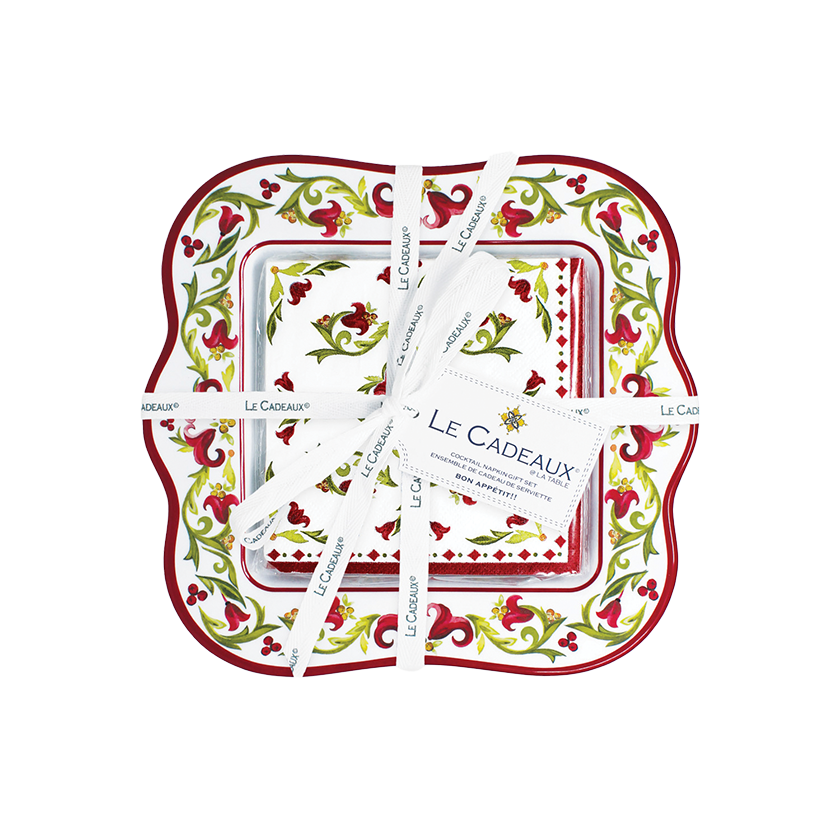 Vischio Collection Cocktail Napkin & Melamine Holder Gift Set