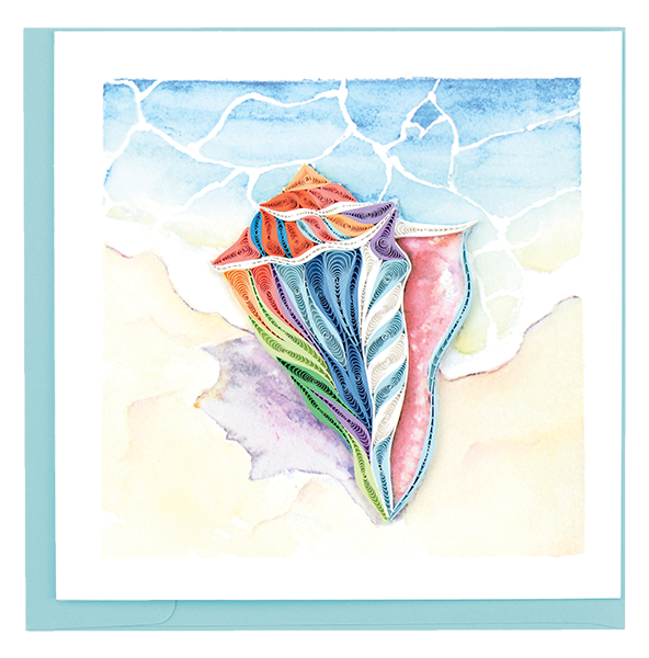 Quilled Rainbow Conch Shell Greeting Card