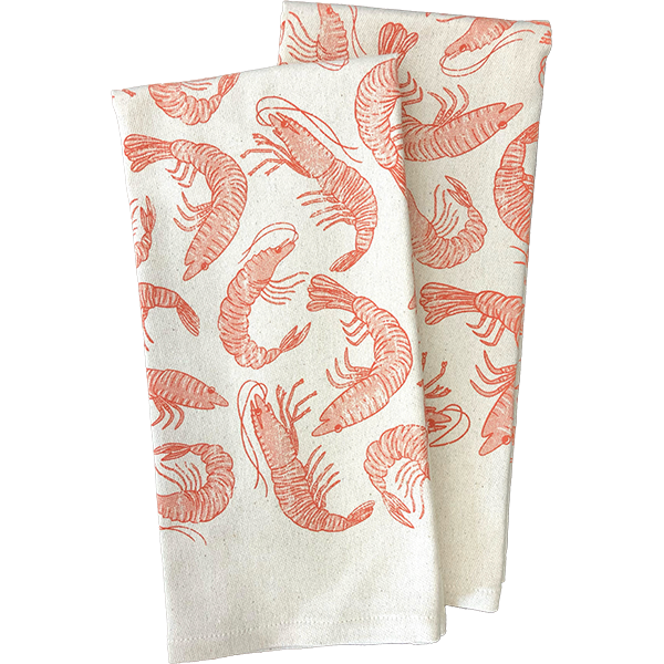 Shrimp Pattern Kitchen Towel  
															/ Southern Fried Design Barn							