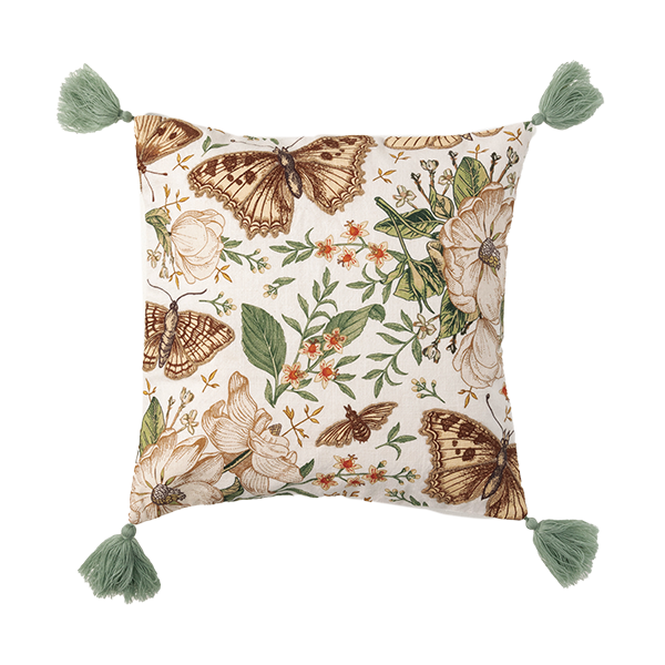 Naturalistic Floral Cotton Pillow