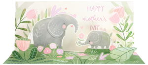 Elephants Panoramic Greeting Card from Up With Paper